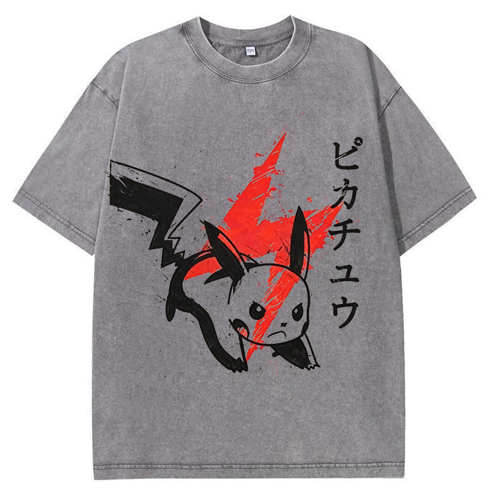 Ink Art Pikachu Splash Graphic Tee | Pokemon Anime