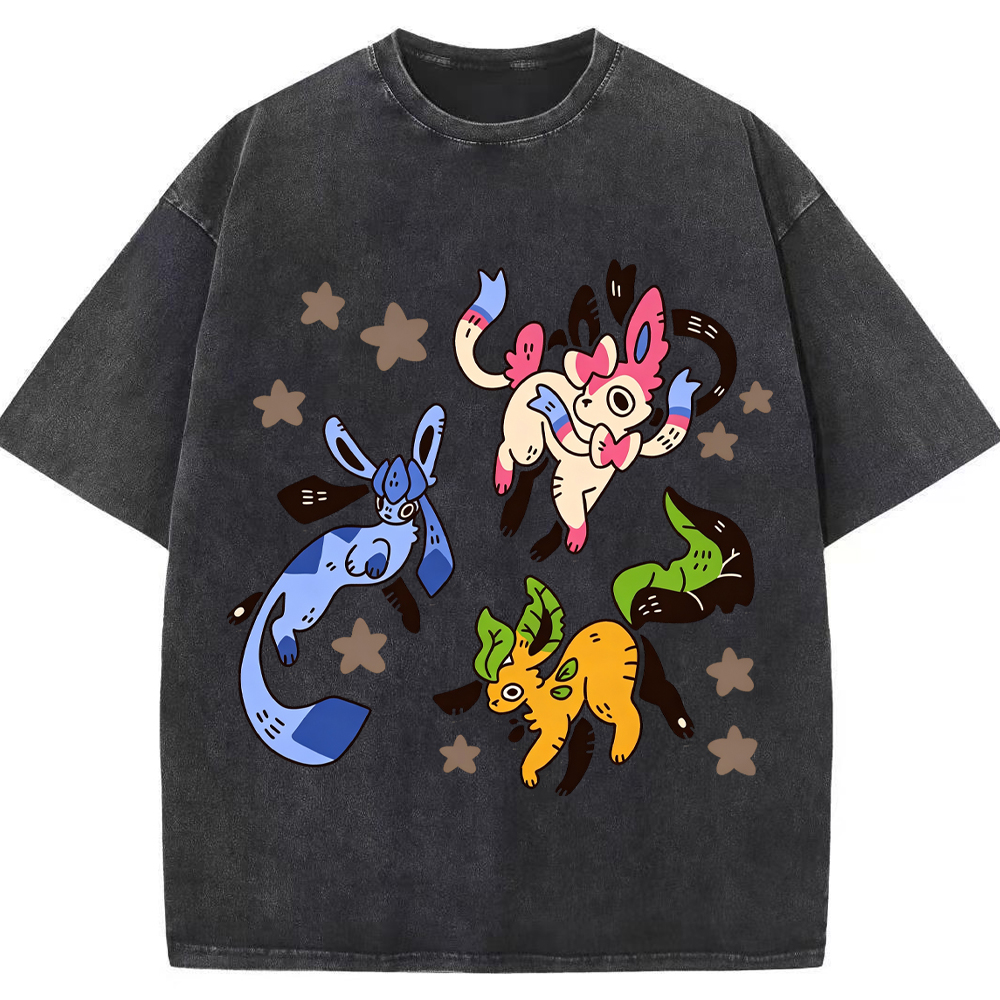 Leafeon Glaceon Sylveon Group Cartoon Tee | Pokemon Anime