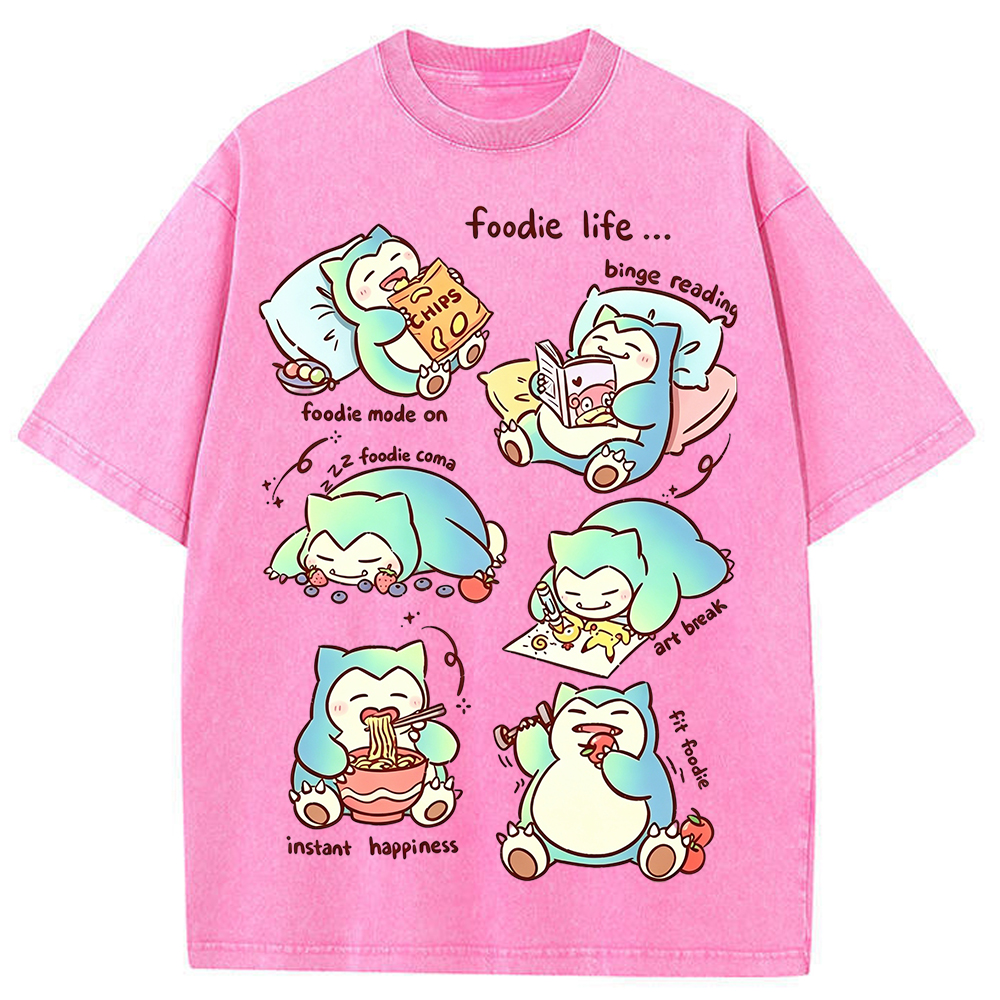 Vintage Washed Snorlax Foodie Life Graphic Tee