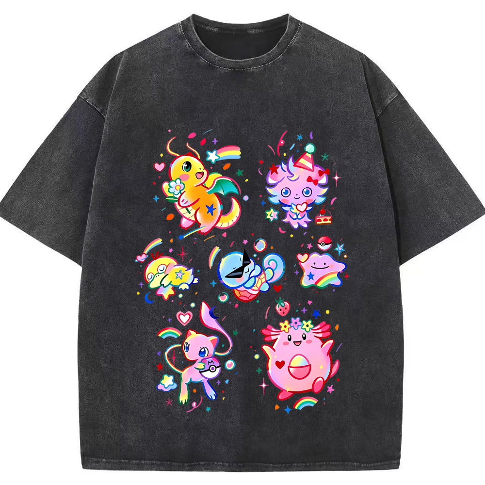 Rainbow Candy Kawaii Pokemon Mix Cartoon Tee | Pokemon Anime