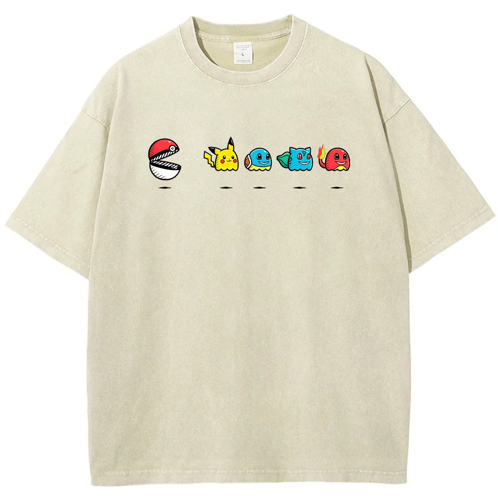 Pokeball & Starter Pokemon Marching Squad Cartoon Tee | Pokemon Anime