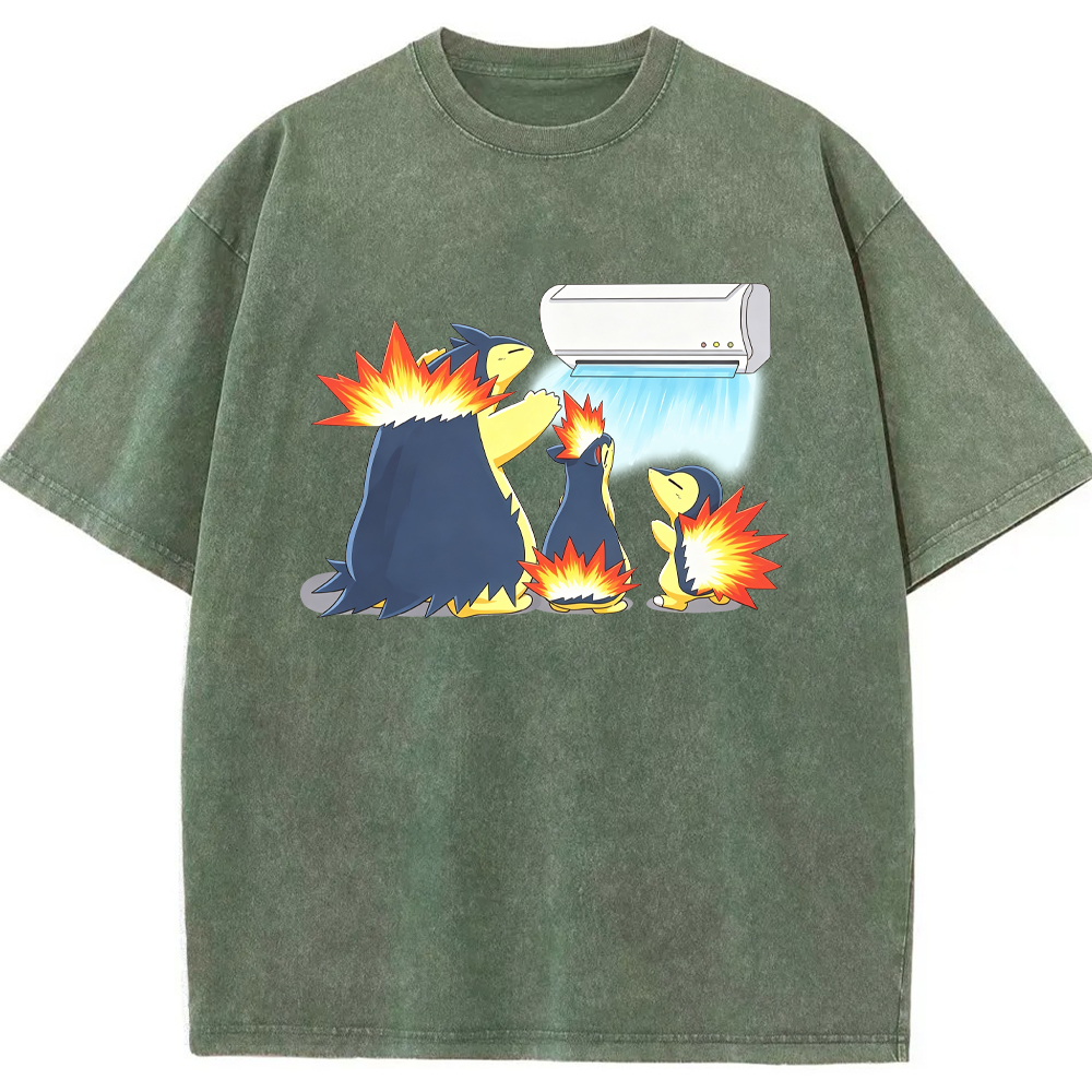 Parent & Kid Family Typhlosion Evolution Group Air‑Condition Vintage Washed T‑Shirt