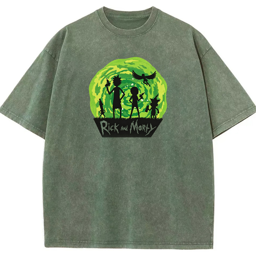 Portal Sci‑Fi Rick and Morty Portal Silhouette Group Cartoon Tee