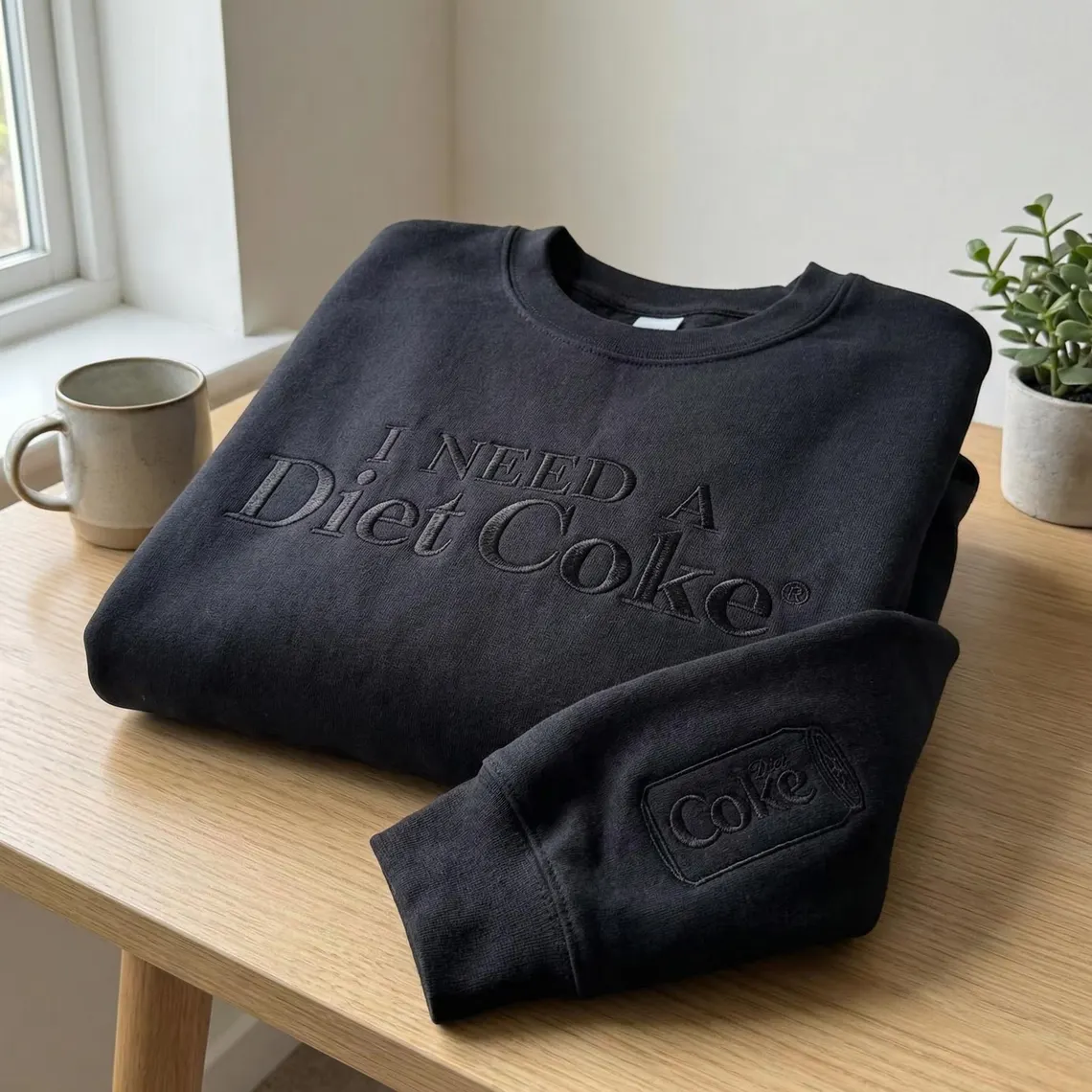 I Need A Diet Coke Embroidered Sweatshirt, Cute Casual Pullover 