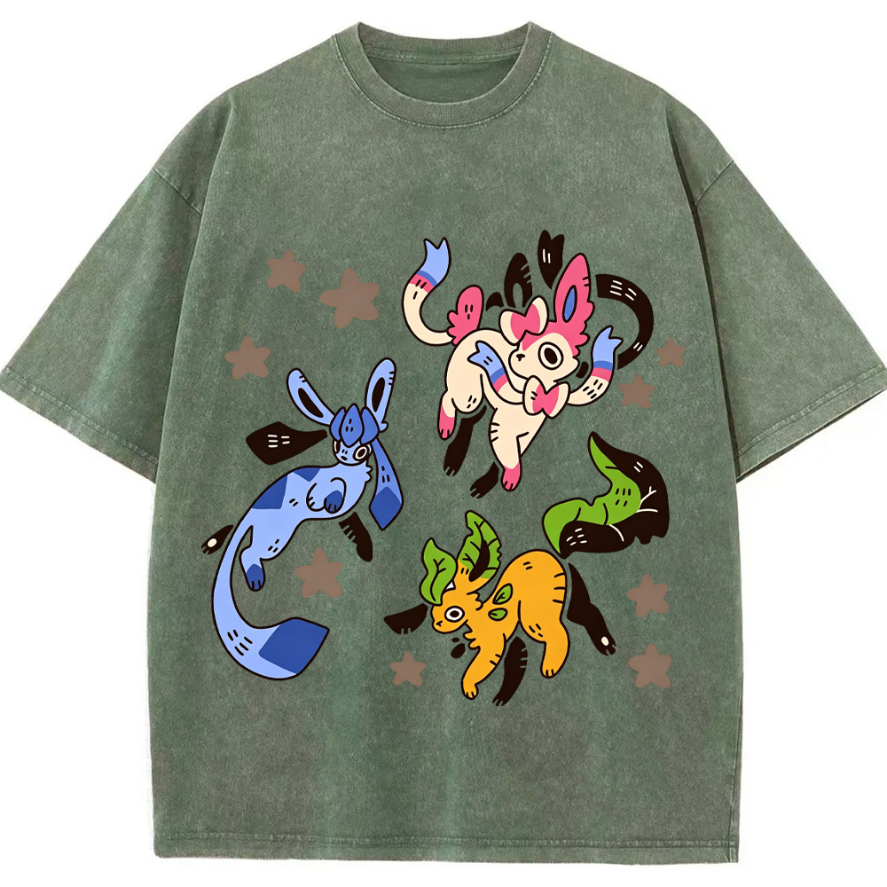 Leafeon Glaceon Sylveon Group Cartoon Tee | Pokemon Anime