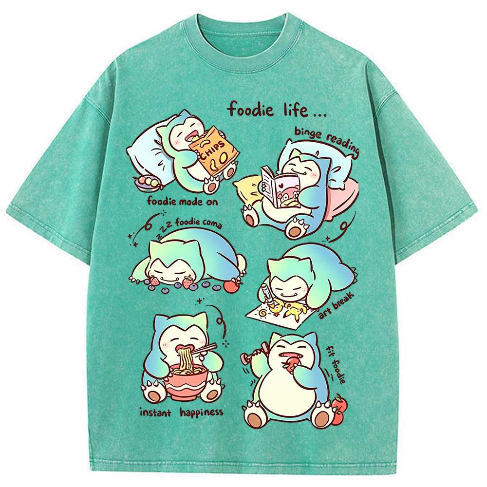 Vintage Washed Snorlax Foodie Life Graphic Tee