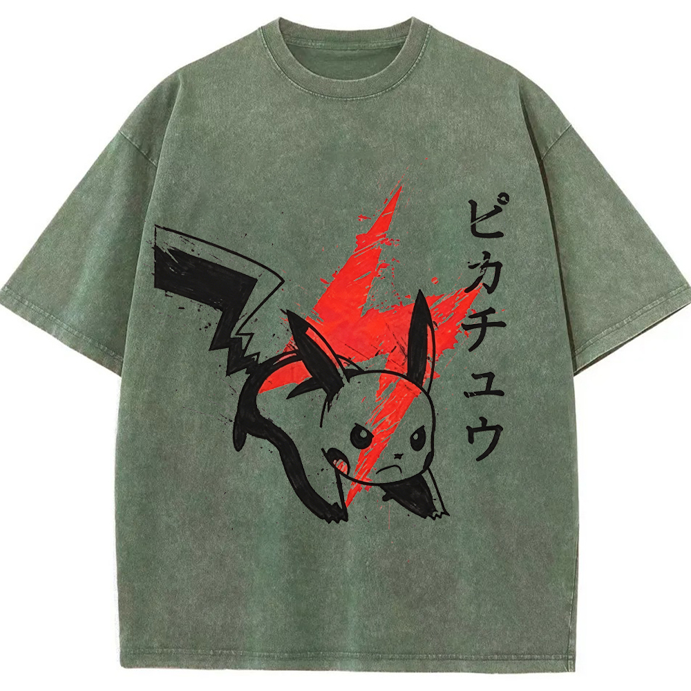 Ink Art Pikachu Splash Graphic Tee | Pokemon Anime