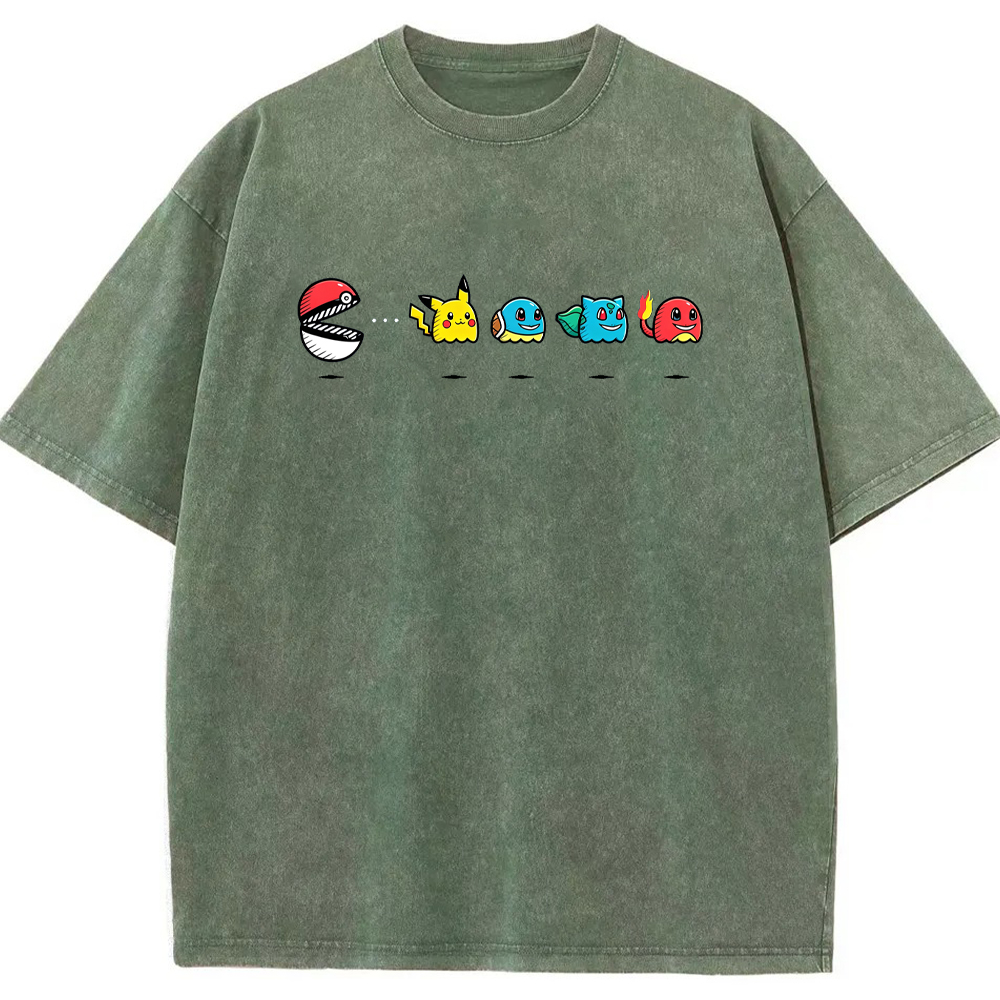 Pokeball & Starter Pokemon Marching Squad Cartoon Tee | Pokemon Anime