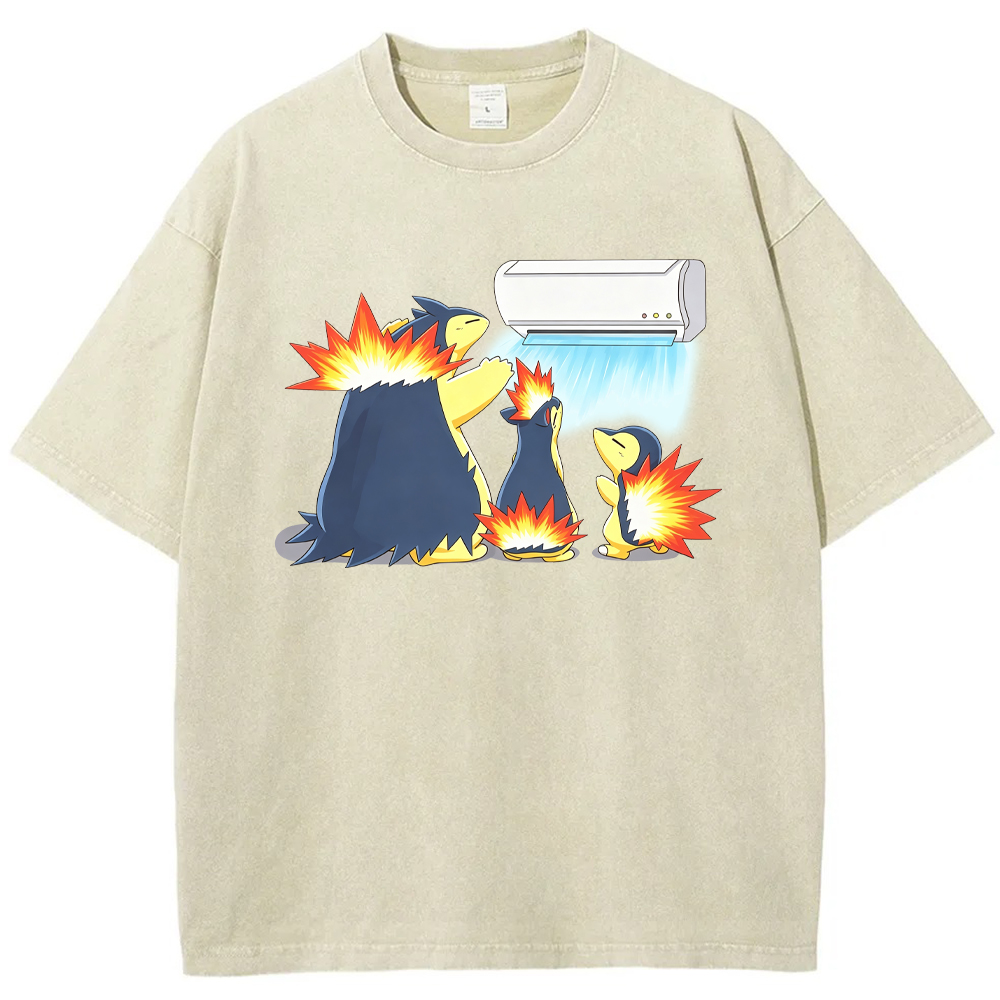 Parent & Kid Family Typhlosion Evolution Group Air‑Condition Vintage Washed T‑Shirt