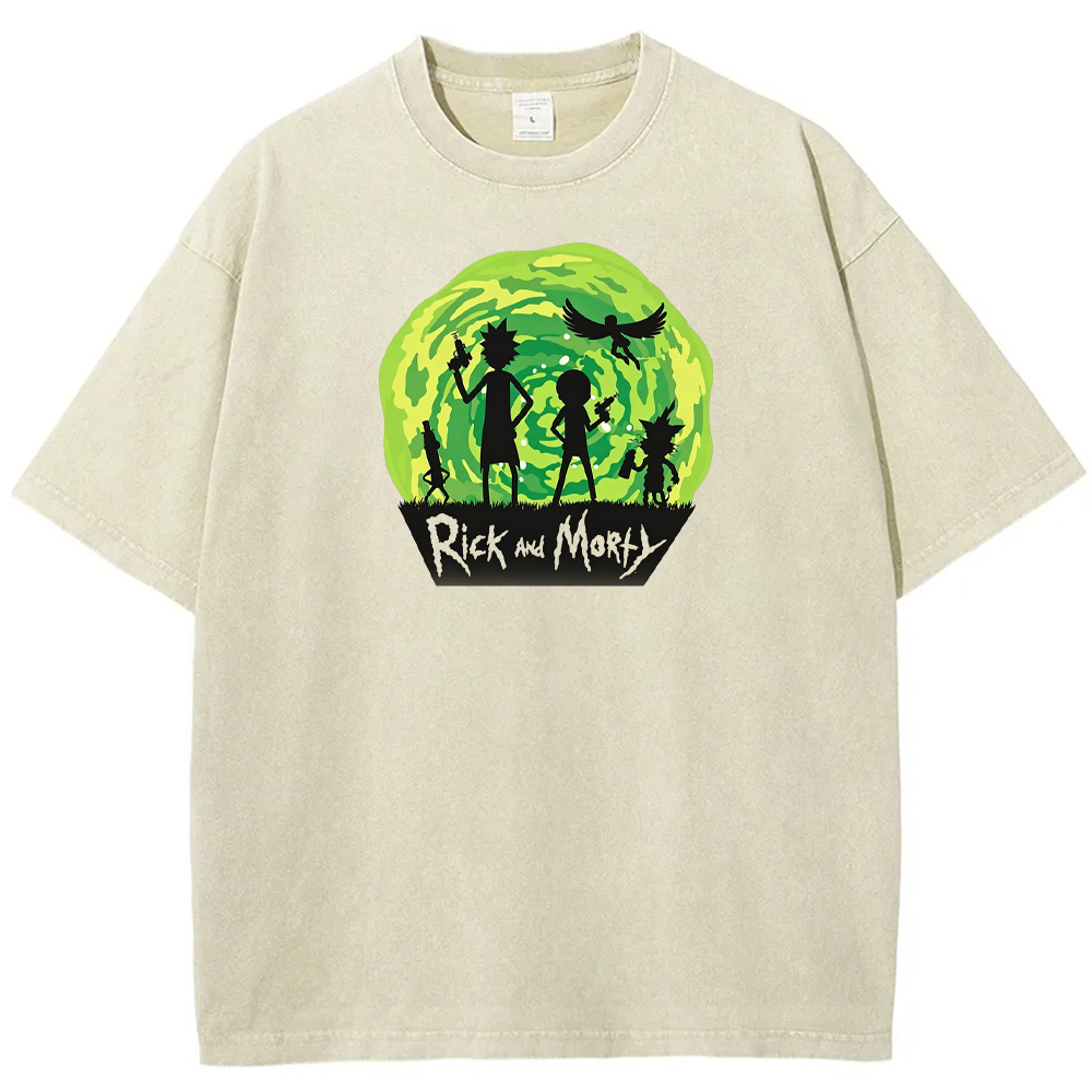 Portal Sci‑Fi Rick and Morty Portal Silhouette Group Cartoon Tee