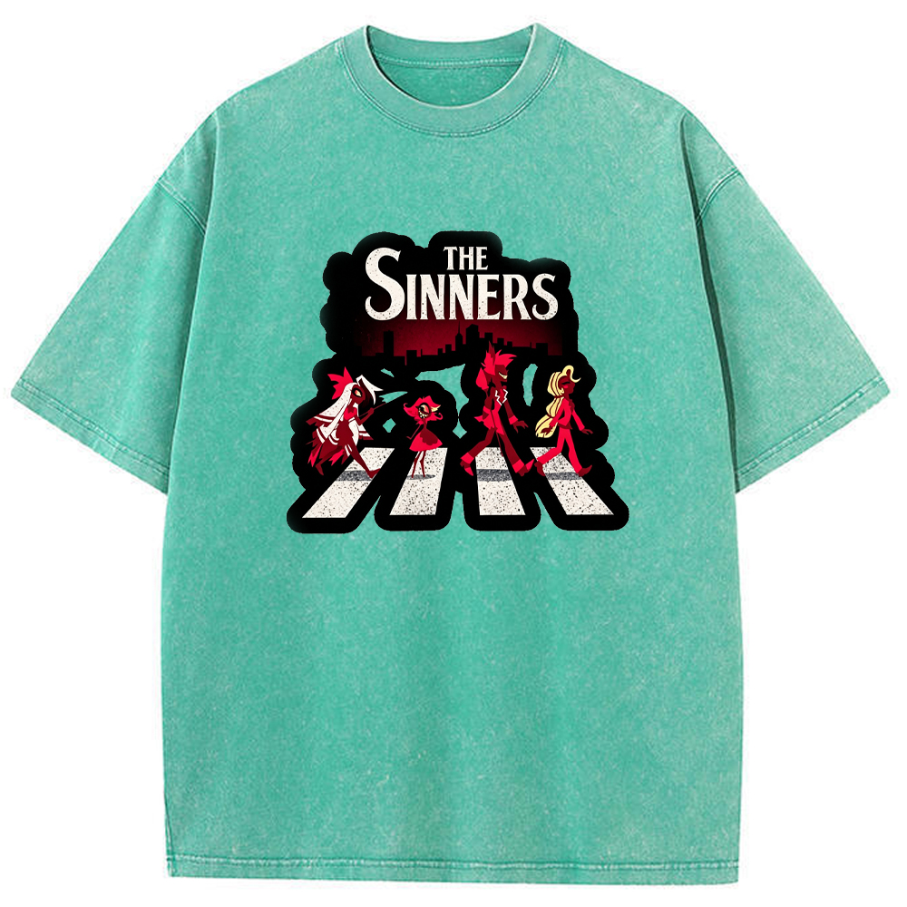 Hell Demon Demon Characters Abbey Road Crosswalk Parody Group Art Cartoon Tee