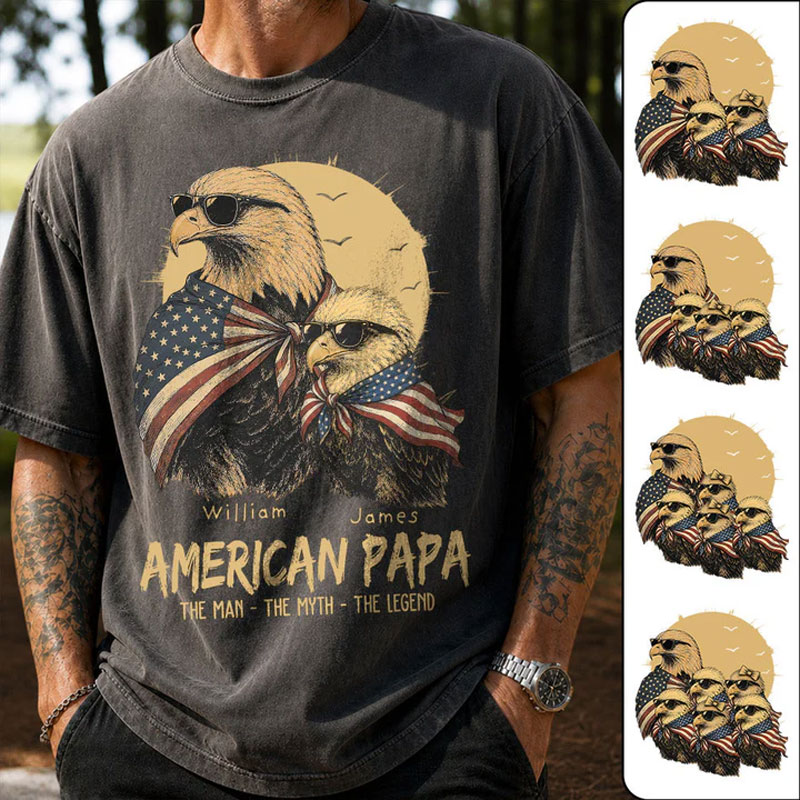 American Dad The Man The Myth The Legend, Personalized Papa T-Shirt Father's Day