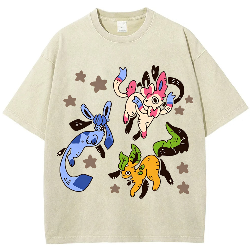 Leafeon Glaceon Sylveon Group Cartoon Tee | Pokemon Anime