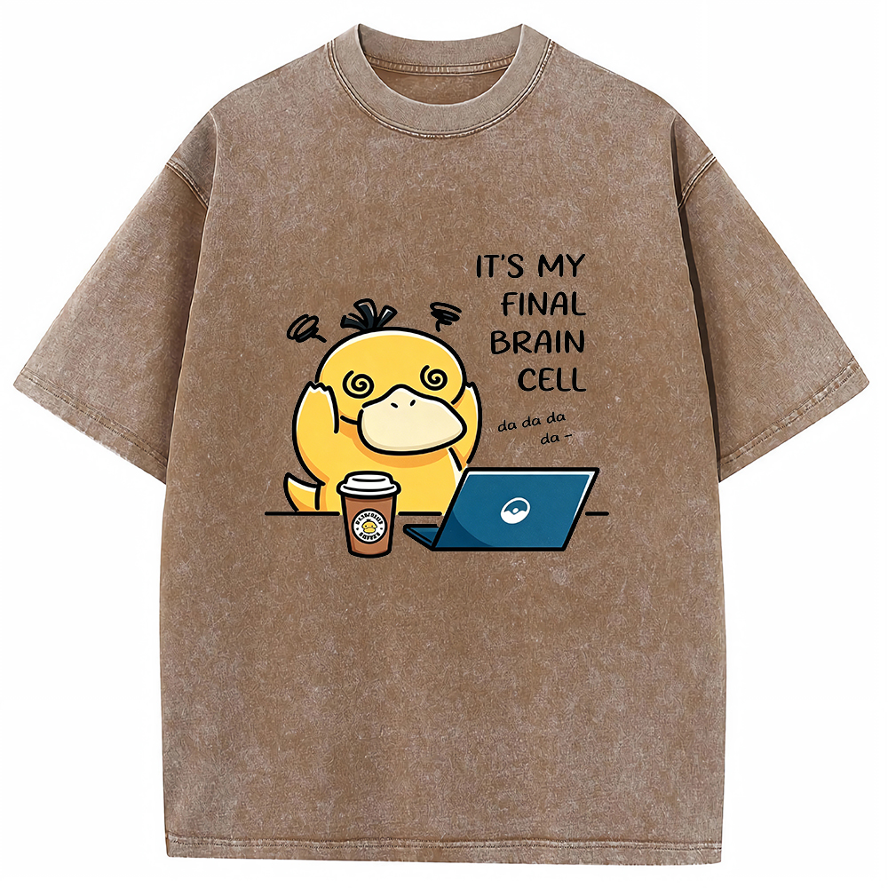 Vintage Washed Psyduck T-Shirt, Funny Work Meme Pokemon Tee