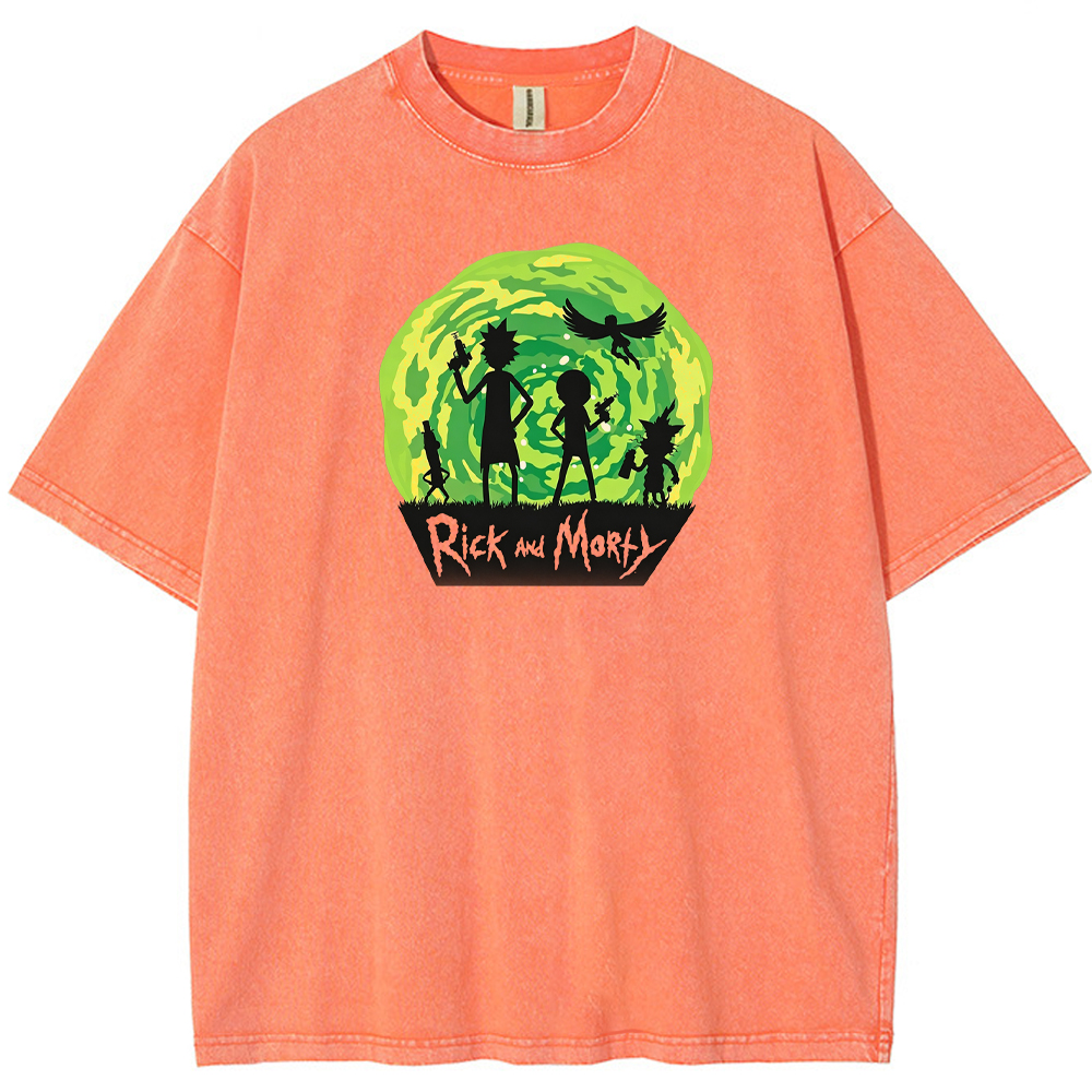 Portal Sci‑Fi Rick and Morty Portal Silhouette Group Cartoon Tee