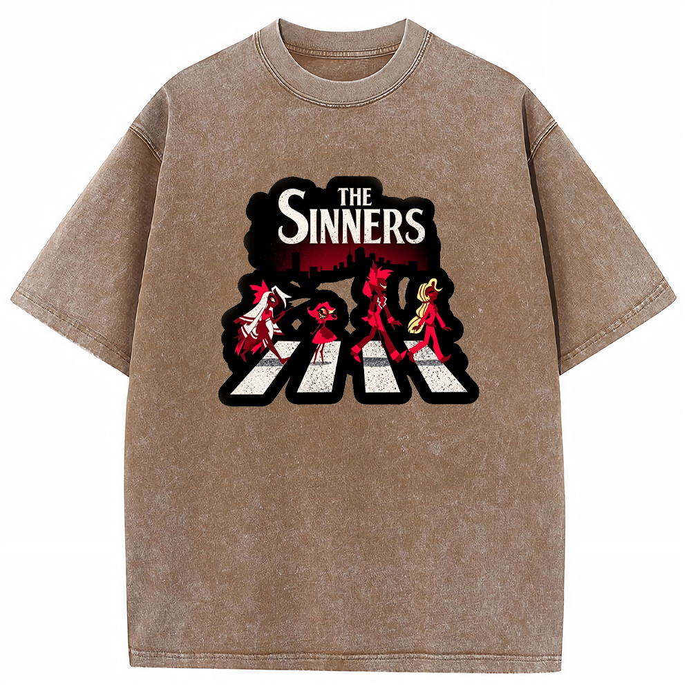Hell Demon Demon Characters Abbey Road Crosswalk Parody Group Art Cartoon Tee