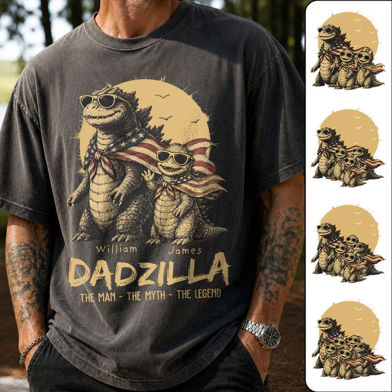 Personalized Best Dad Ever Dadzilla T-Shirt Father Day Gifts for Dad Funny Papa Tshirt