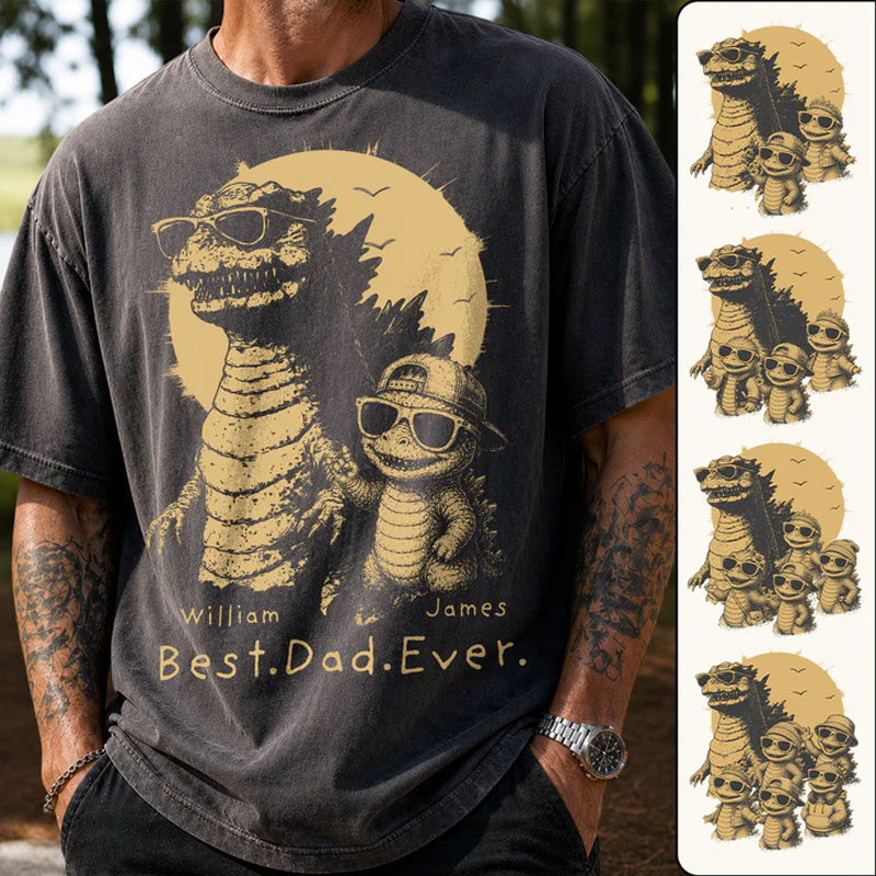 Personalized Best Dad Ever Dadzilla T-Shirt Father Day Gifts for Dad Funny Papa Tshirt
