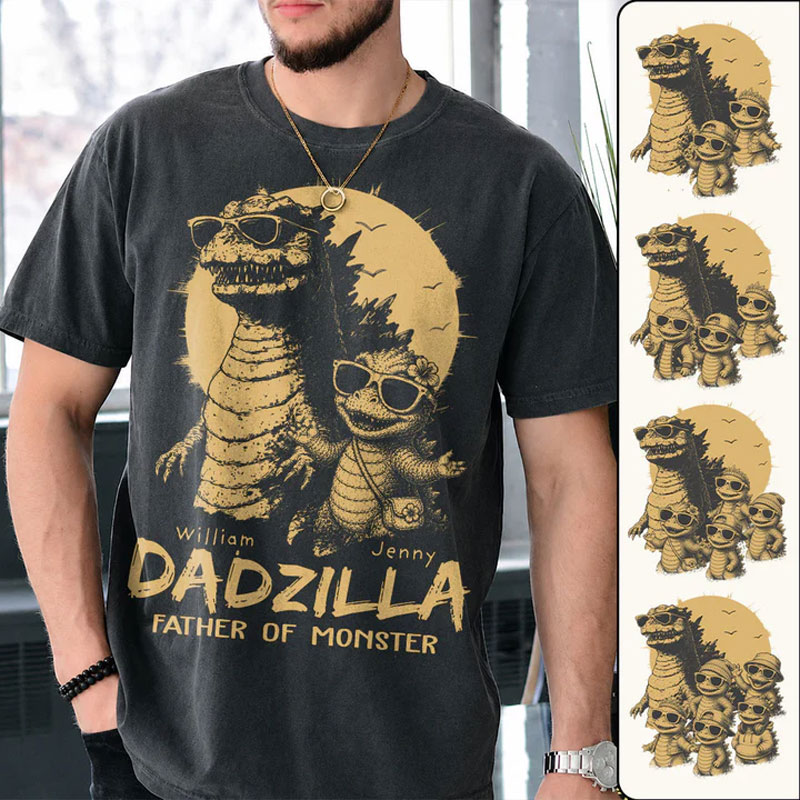Personalized Best Dad Ever Dadzilla T-Shirt Father Day Gifts for Dad Funny Papa Tshirt