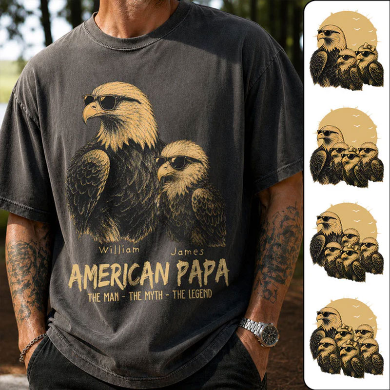 American Dad The Man The Myth The Legend, Personalized Papa T-Shirt Father's Day