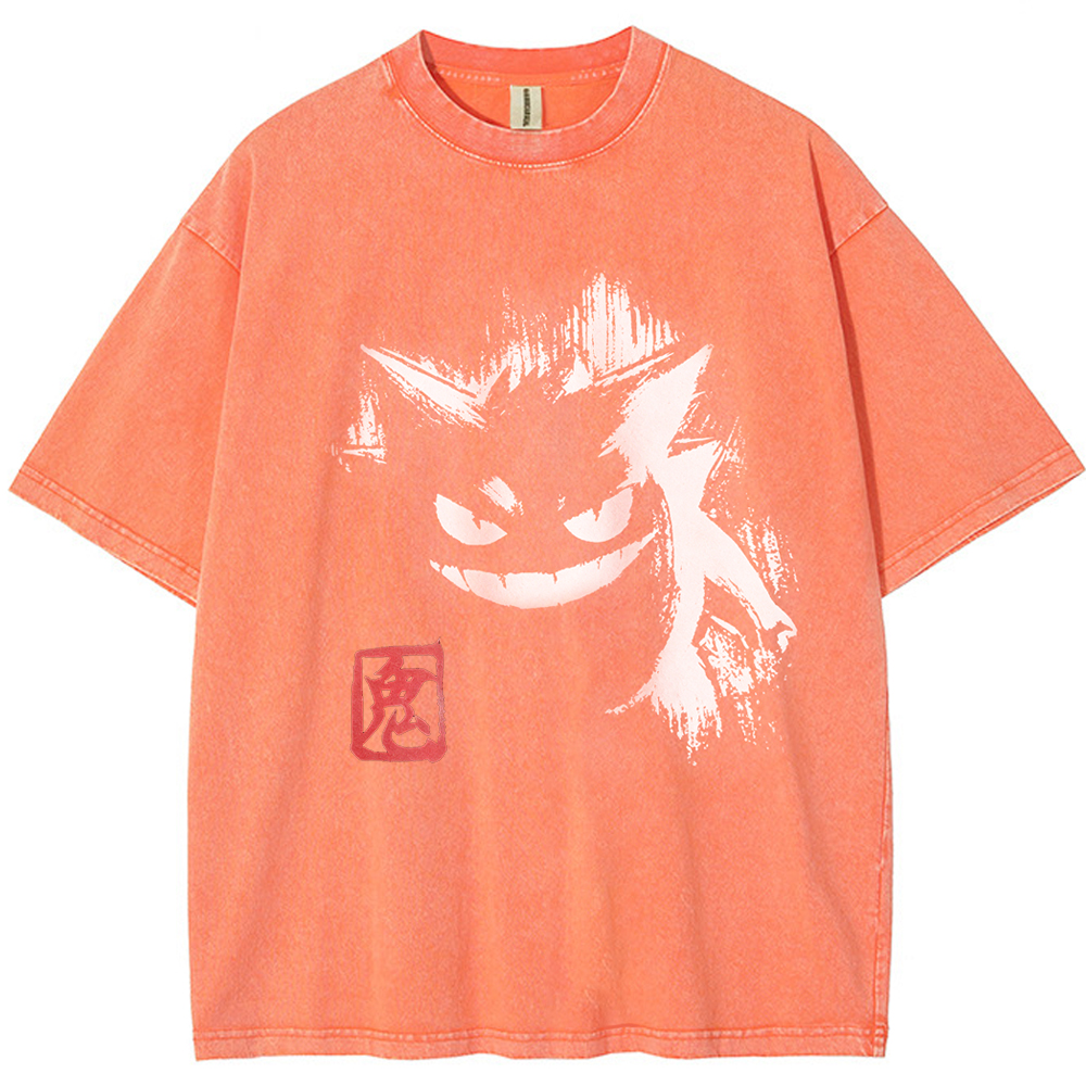 Ink Brush Gengar Stamp Vintage Tee | Pokemon Anime