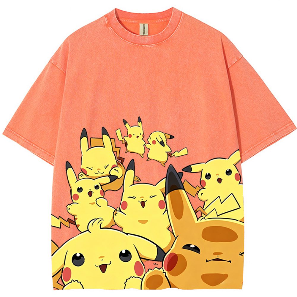 Yellow Pikachu Group Selfie Cartoon Tee | Pokemon Anime