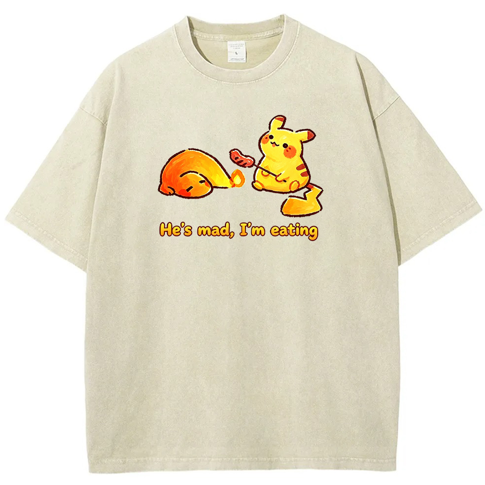 Funny Snack Vibe Pikachu Cartoon Tee | Pokemon Anime