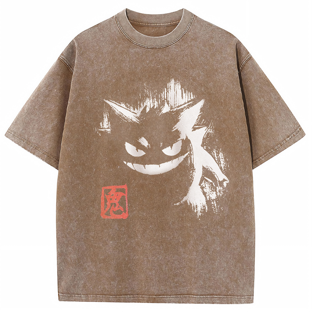 Ink Brush Gengar Stamp Vintage Tee | Pokemon Anime