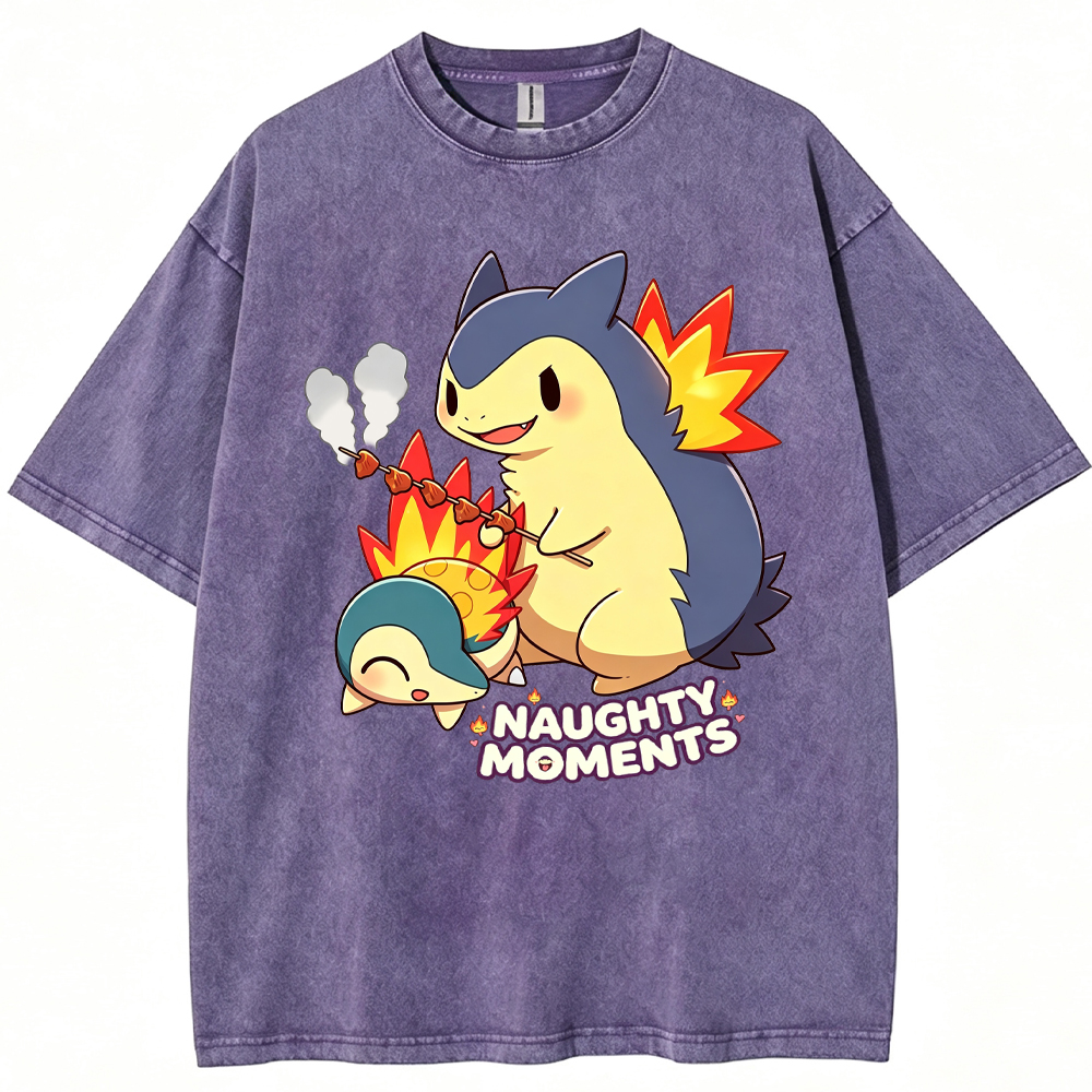 Parent & Kid Cyndaquil Family Grilling Skewers Vintage Washed T-Shirt