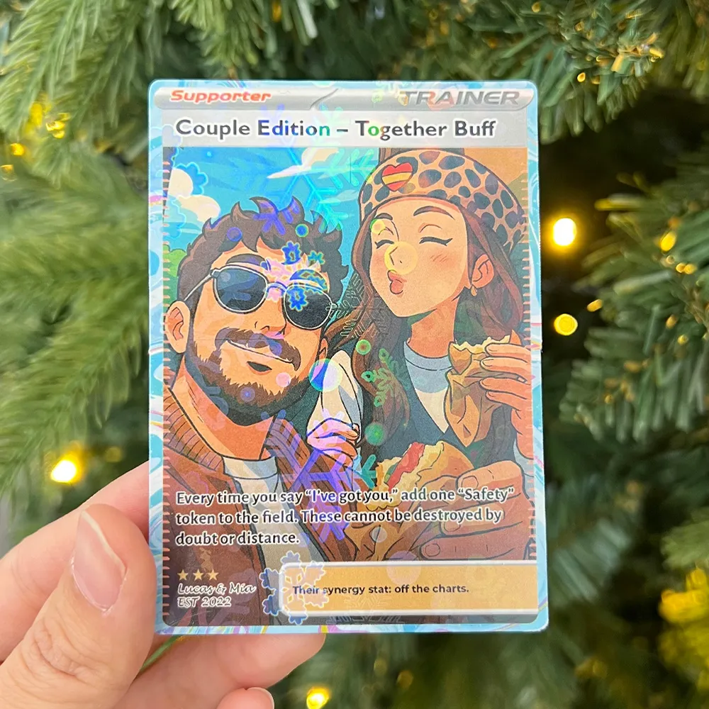 💕Personalized Couple Anime Supporter Trainer Card Pokecard