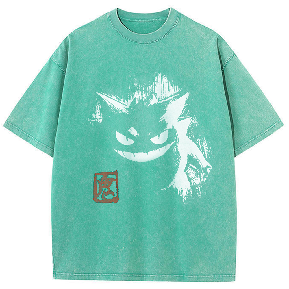 Ink Brush Gengar Stamp Vintage Tee | Pokemon Anime