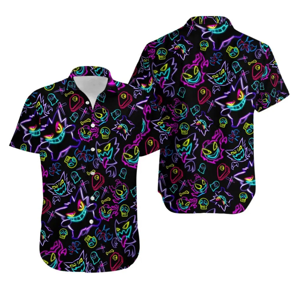 Unique Anime Gengar Pokemon Pattern Hawaiian Shirt
