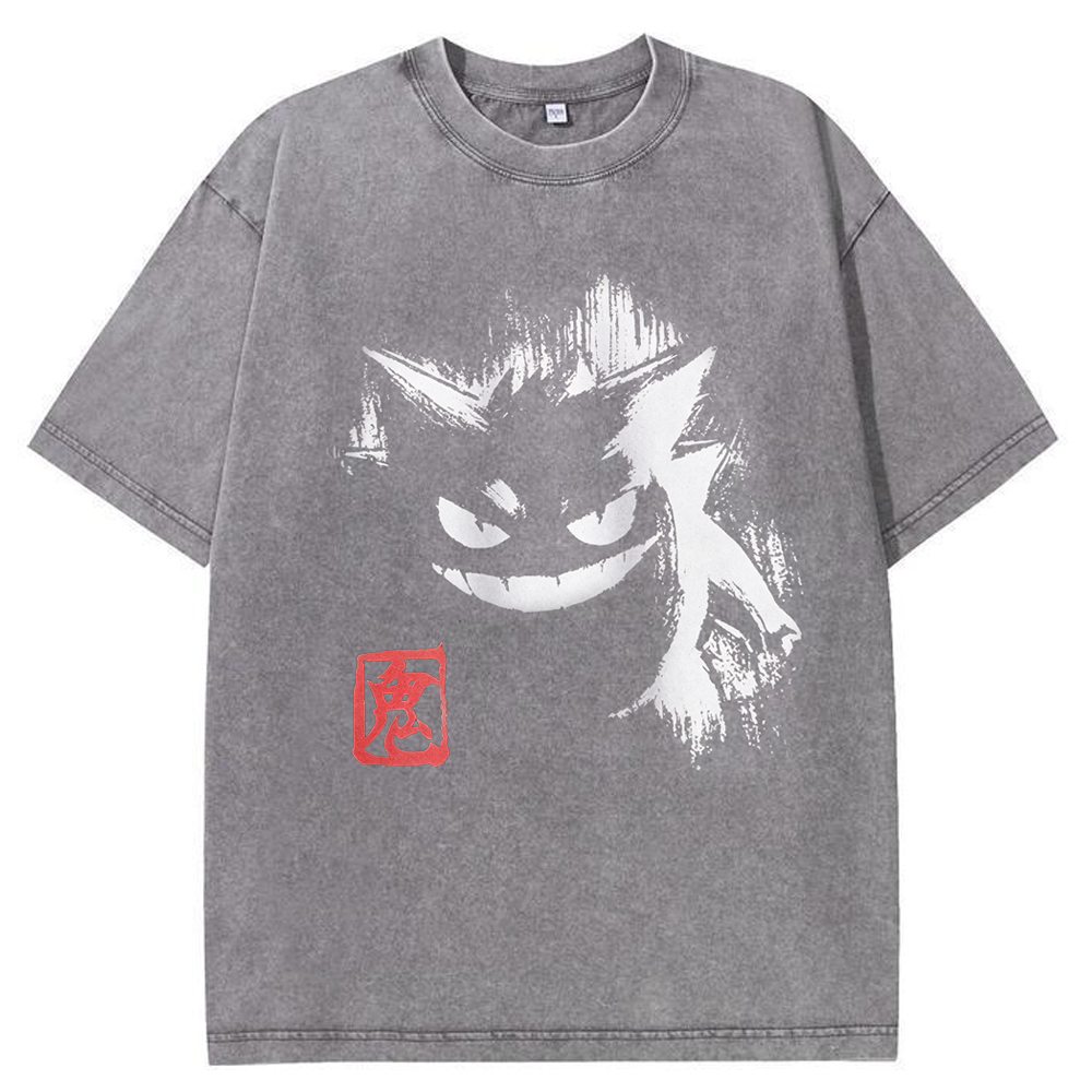 Ink Brush Gengar Stamp Vintage Tee | Pokemon Anime