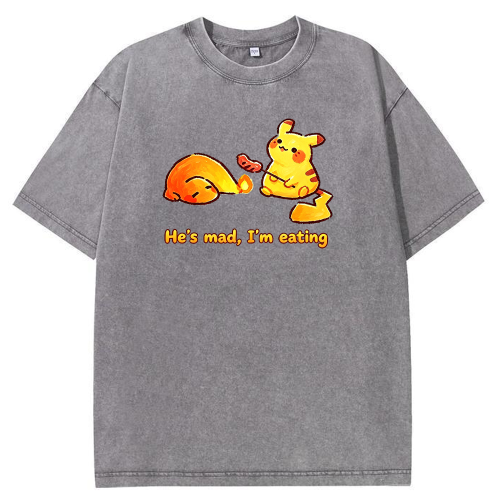 Funny Snack Vibe Pikachu Cartoon Tee | Pokemon Anime