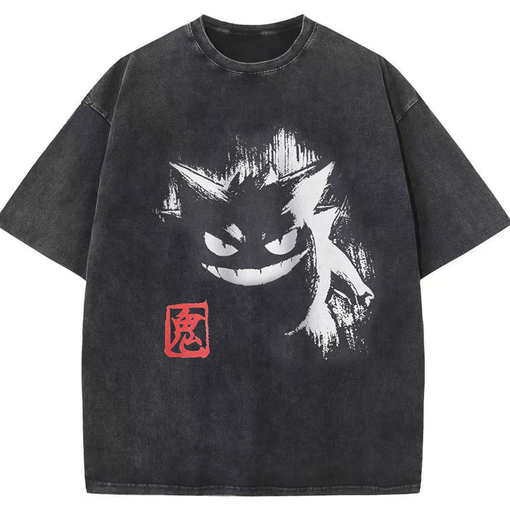 Ink Brush Gengar Stamp Vintage Tee | Pokemon Anime