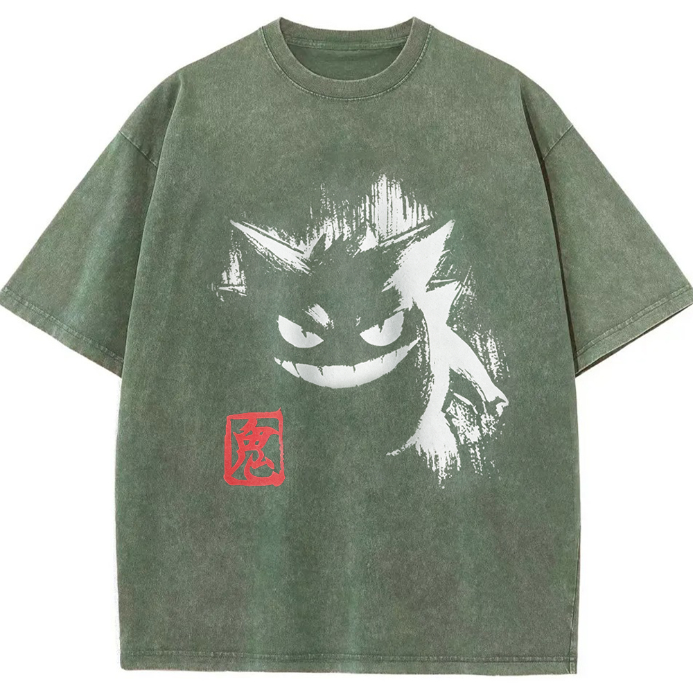 Ink Brush Gengar Stamp Vintage Tee | Pokemon Anime