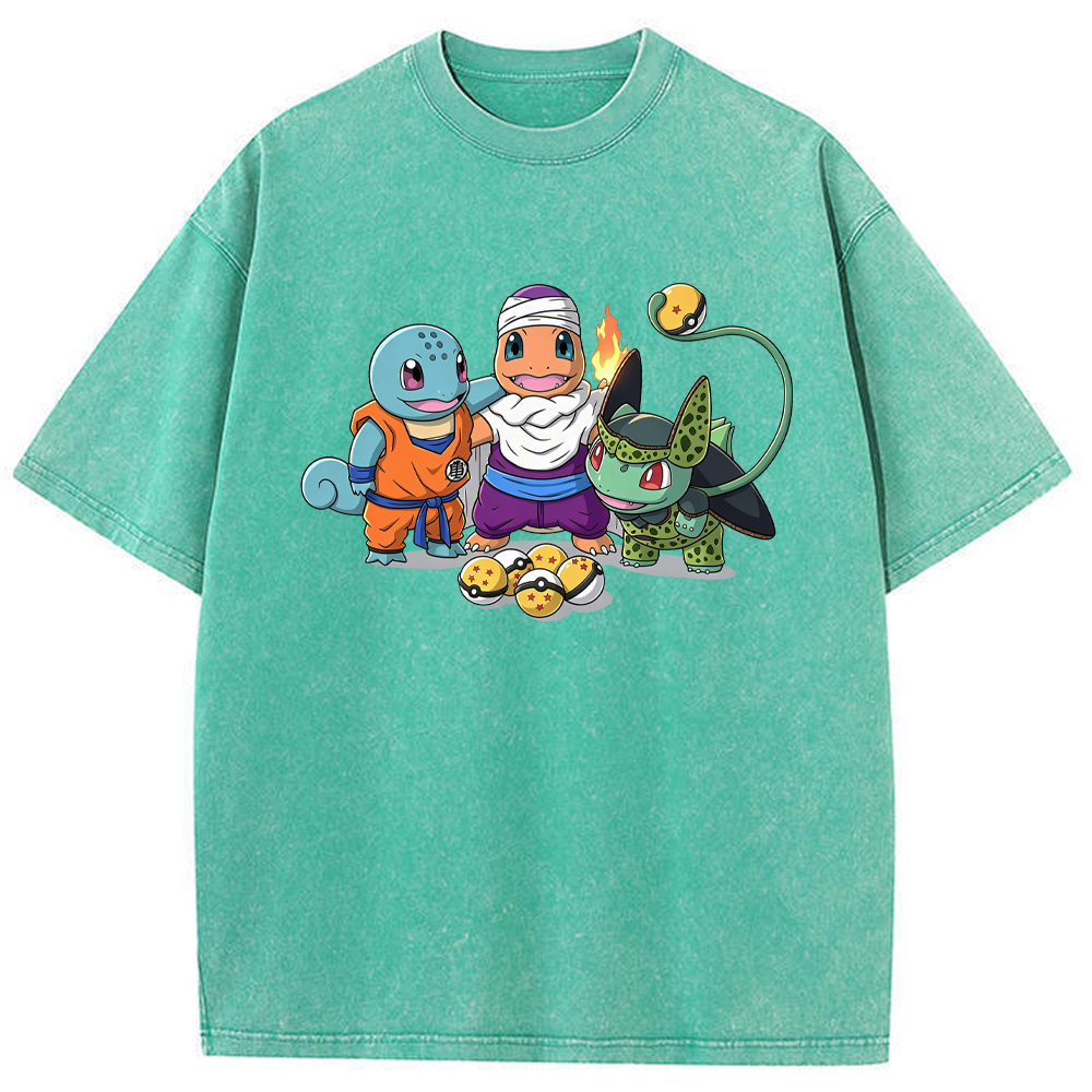 Anime‑Crossed Starter Squad Cartoon Tee | Pokemon Anime