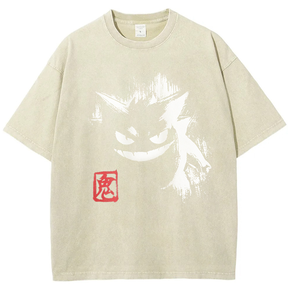 Ink Brush Gengar Stamp Vintage Tee | Pokemon Anime