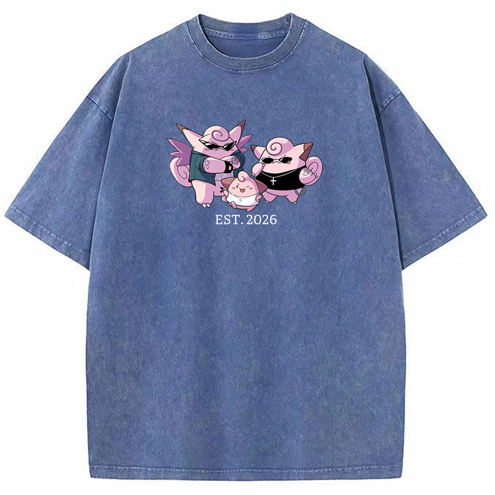 Cute Parent & Kid Clefable Family Vintage Washed T-Shirt