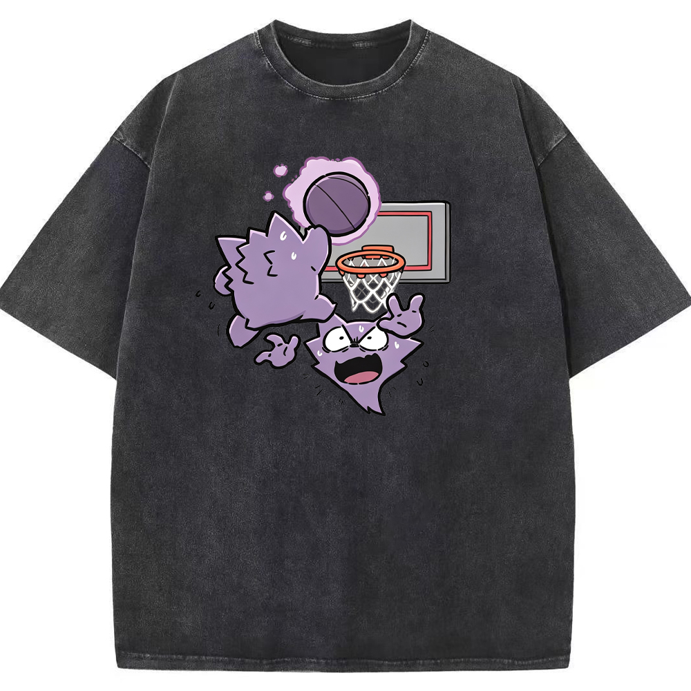 Gengar Evolution Line Playing Basketball Cartoon Tee | Pokemon Anime