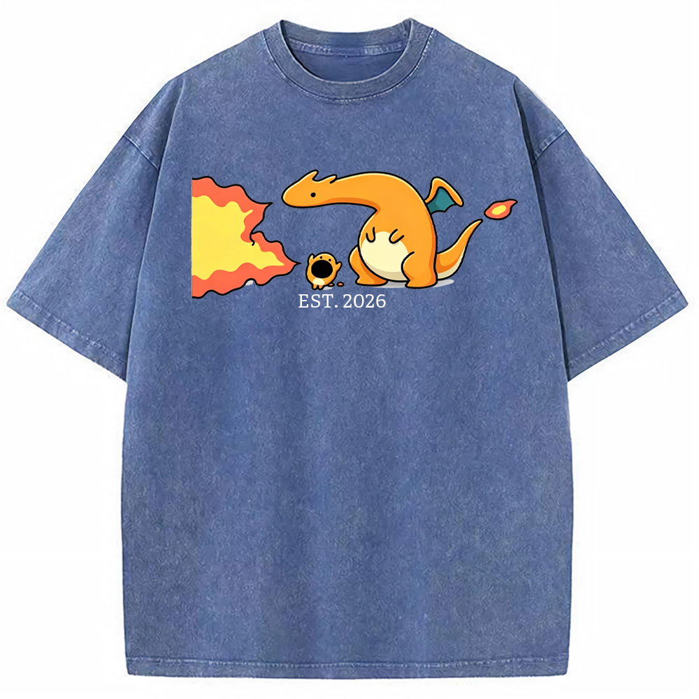 Cute Parent & Kid Charizard Vintage Washed T-Shirt