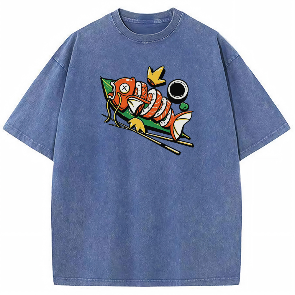 Funny Magikarp Sushi Fusion Cartoon Tee | Pokemon Anime