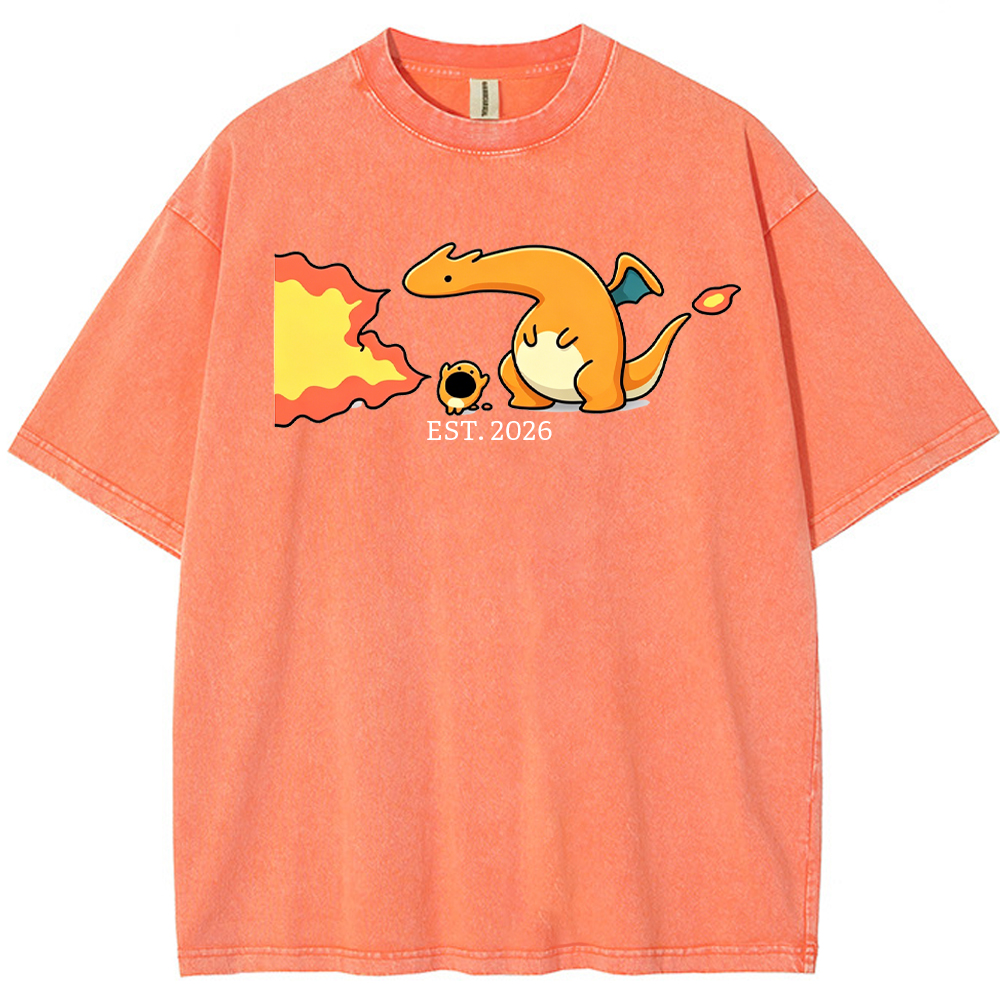 Cute Parent & Kid Charizard Vintage Washed T-Shirt