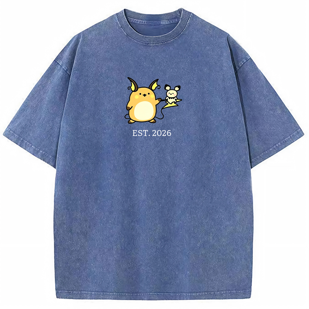 Cute Parent & Kid Raichu Vintage Washed T-Shirt