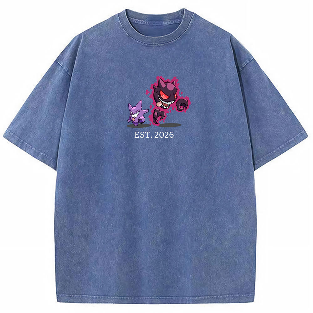 Cute Parent & Kid Haunter Gengar Ghost Vintage Washed T-Shirt