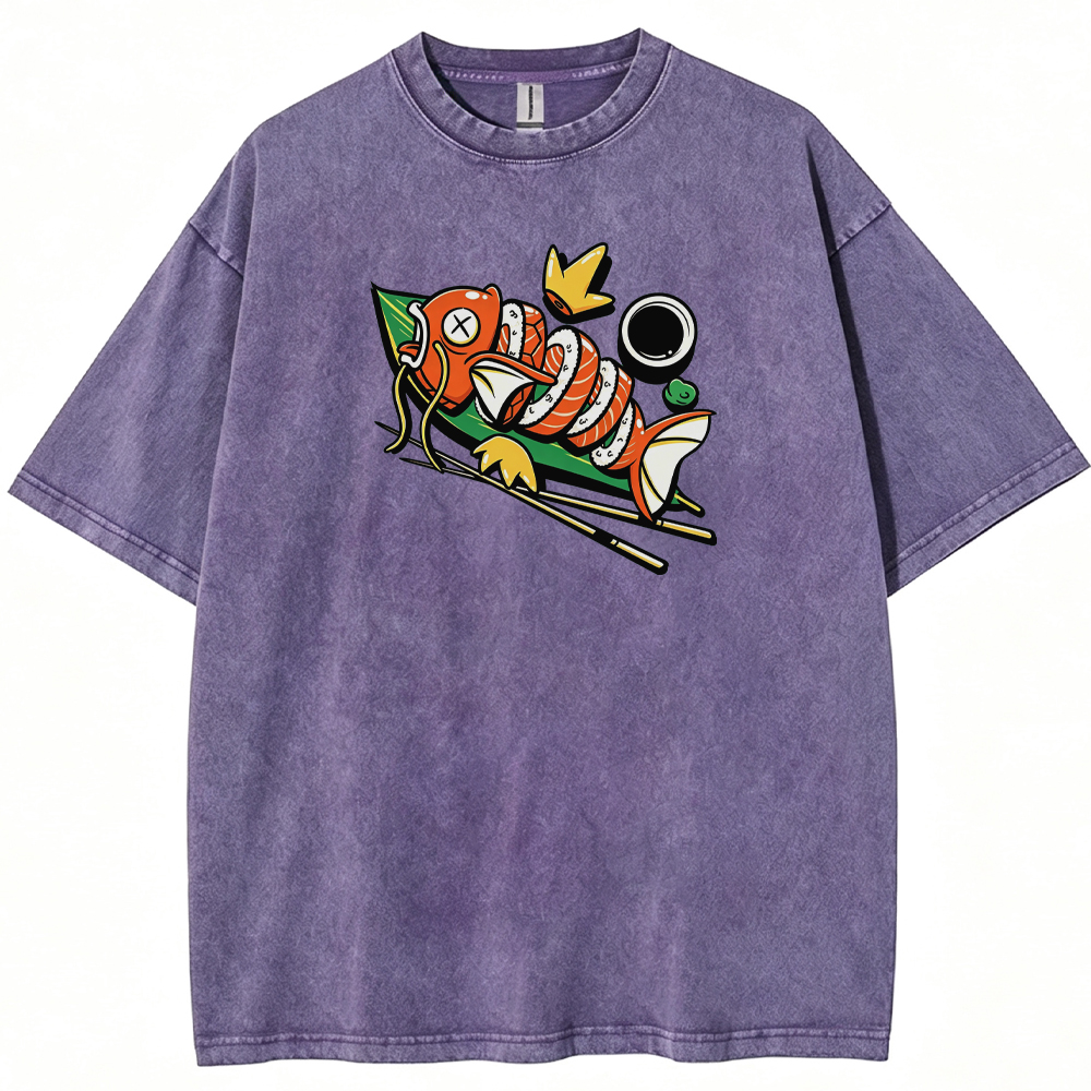 Funny Magikarp Sushi Fusion Cartoon Tee | Pokemon Anime