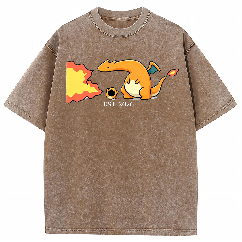 Cute Parent & Kid Charizard Vintage Washed T-Shirt