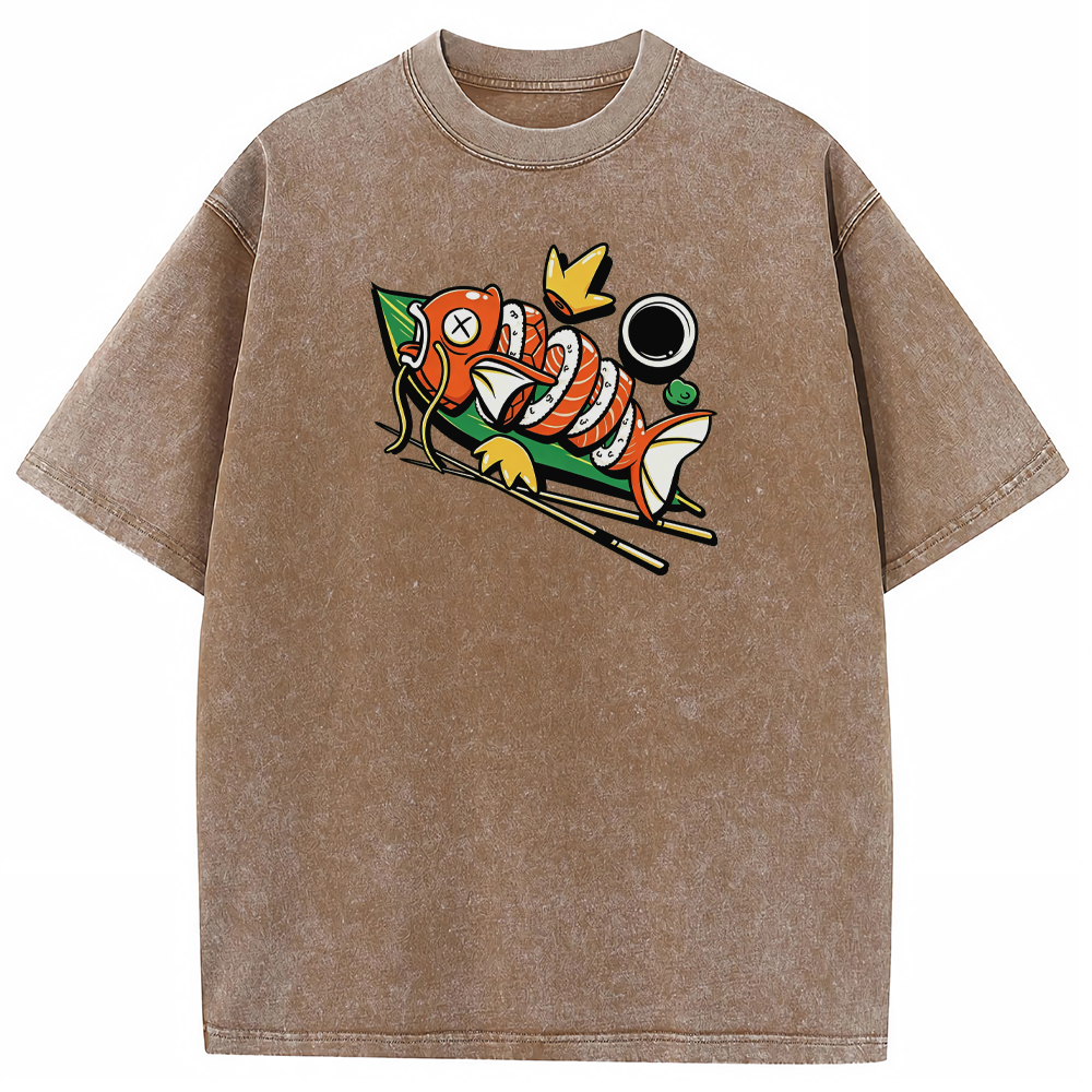 Funny Magikarp Sushi Fusion Cartoon Tee | Pokemon Anime