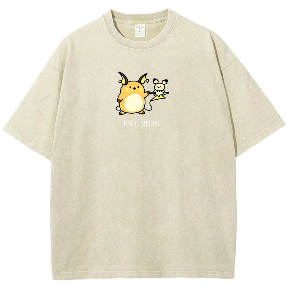 Cute Parent & Kid Raichu Vintage Washed T-Shirt