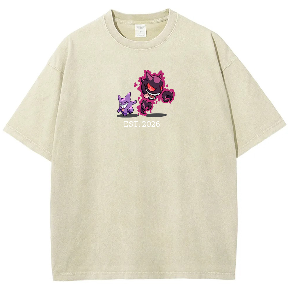 Cute Parent & Kid Haunter Gengar Ghost Vintage Washed T-Shirt
